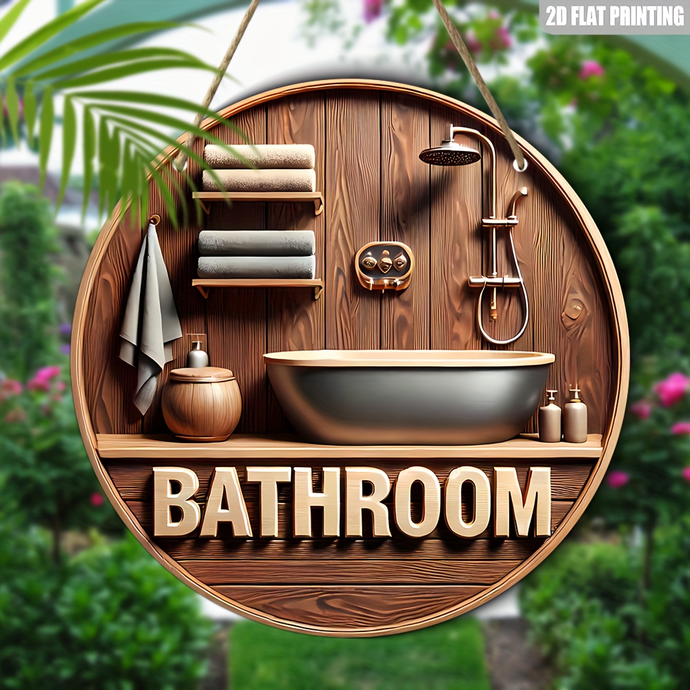 1 ピース 2D 木製ディスクバスルームテーマ壁アートサイン - Office Technologies のレビューと価格